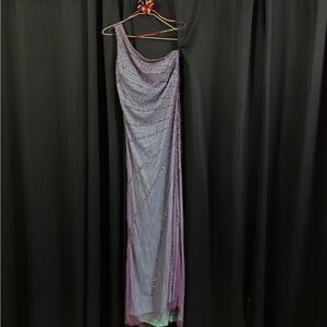 Nightway beaded sequins dress one shoulder